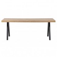 WOOOD Tablo matbord, rektangulärt - vitkalkat mangoträ och svart stål (180x90)