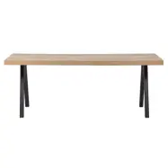 WOOOD Tablo matbord, rektangulärt - vitkalkat mangoträ och svart stål (180x90)