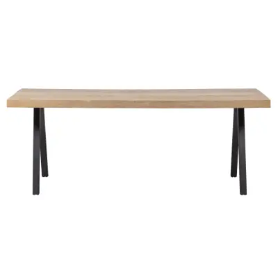 WOOOD Tablo matbord, rektangulärt - vitkalkat mangoträ och svart stål (180x90)