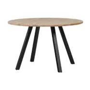 WOOOD Tablo matbord, runt - naturlig ek och svart stål (Ø120)
