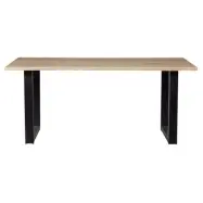 WOOOD Tablo stock matbord, med vågig kant, rektangulärt - naturlig ek och svart stål (160x90)