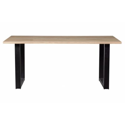 WOOOD Tablo stock matbord, med vågig kant, rektangulärt - naturlig ek och svart stål (160x90)