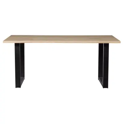 WOOOD Tablo stock matbord, med vågig kant, rektangulärt - naturlig ek och svart stål (160x90)