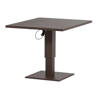 WOOOD Tesso trädgårdsbord, höjdjusterbart, rektangulärt - brun aluminium (100x80)