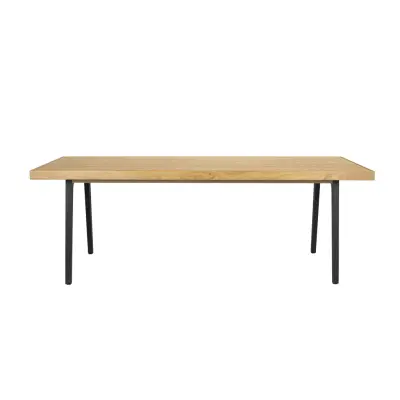 ZUIVER Harvest matbord, rektangulärt - naturlig ekfaner och svart järn (220x90)