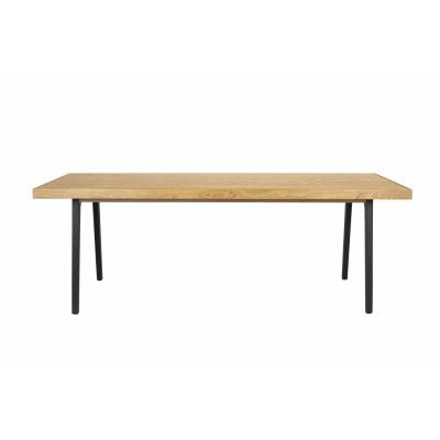 ZUIVER Harvest matbord, rektangulärt - naturlig ekfanér och svart järn (180x90)