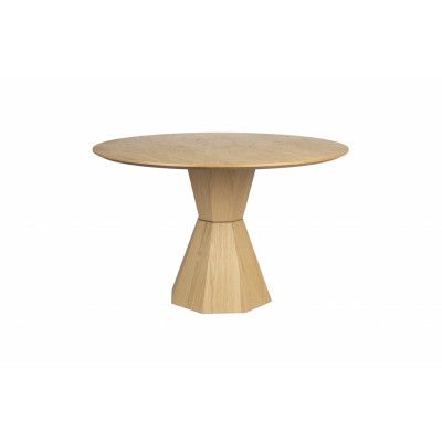 ZUIVER Lotus matbord, runt - naturlig ekfanér och akaciaträ (Ø120)