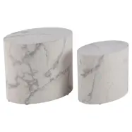 ACT NORDIC Mice soffbord, ovalt - vitt Carrara papper med marmormönster (set om 2)