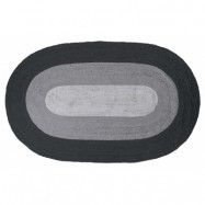 BEPUREHOME Border matta, oval - svart och grå jute