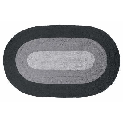 BEPUREHOME Border matta, oval - svart och grå jute
