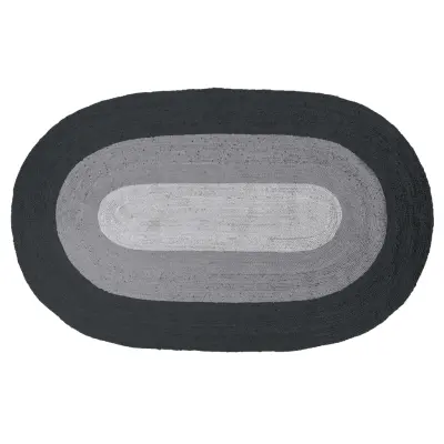 BEPUREHOME Border matta, oval - svart och grå jute