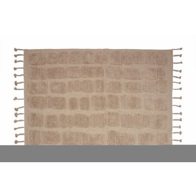 BEPUREHOME Tegelmatta med tegeltryck, rektangulär - beige ull och bomull (170x240)