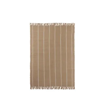 BROSTE COPENHAGEN Yuki matta, rektangulär - naturlig jute och vit bomull (200x140)