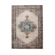 DUTCHBONE Mahal matta, rektangulär - blå och tegel bomull, polyester, rayon (170X240)