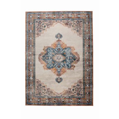 DUTCHBONE Mahal matta, rektangulär - blå och tegel bomull, polyester, rayon (170X240)