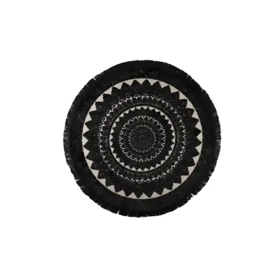 DUTCHBONE Nelson matta, rund - svart polyester, viskos, linne