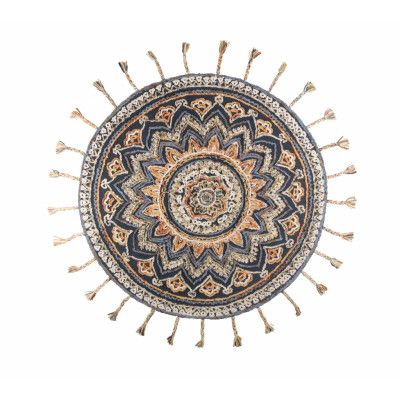 DUTCHBONE Pix matta, rund - blå och flerfärgad ull och bomull (Ø170)