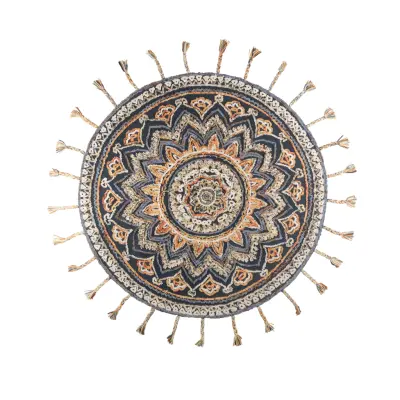 DUTCHBONE Pix matta, rund - blå och flerfärgad ull och bomull (Ø170)