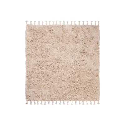 ferm LIVING - Amass högflorad matta, 140 x 140 cm, krämfärgad –