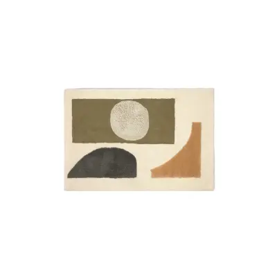 ferm LIVING - Bloco Tufted Matta Large Grön/Off-White