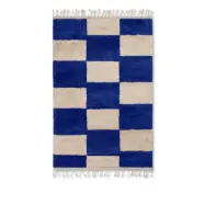 ferm LIVING - Mara Knotted Matta L Bright Blue/Off-White