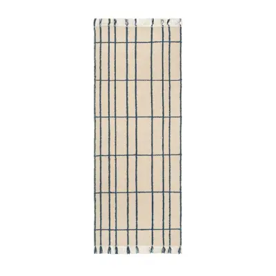 ferm LIVING - Sen matta, kräm/blå, 200 x 80 cm, textil