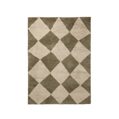 ferm LIVING - Tilt matta, almgrön, ull, 140 x 200 cm