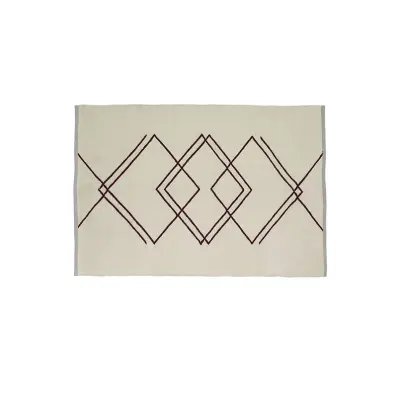 Hübsch - Rhomb Matta 120x180 White/Burgundy
