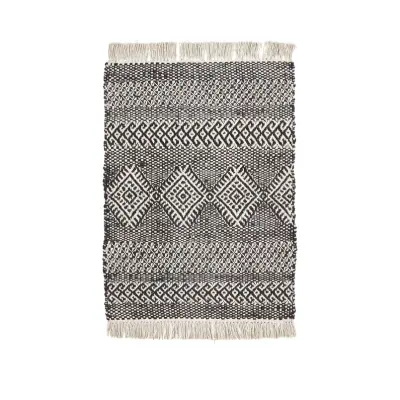 House Doctor - Etnisk matta svart jute längd 90 cm