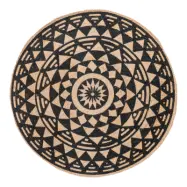 HOUSE NORDIC Bombay matta, rund - naturlig jute med svart tryck