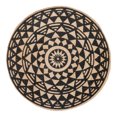 HOUSE NORDIC Bombay matta, rund - naturlig jute med svart tryck