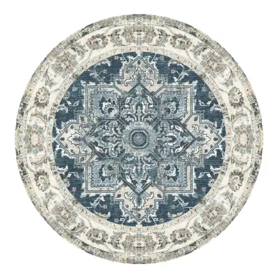 HOUSE NORDIC Havana matta, rund - flerfärgad och blå chenillepolyester (Ø200)