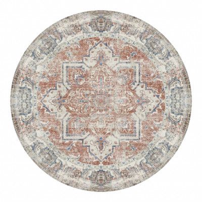 HOUSE NORDIC Havana matta, rund - flerfärgad och orange/blå chenillepolyester (Ø200)