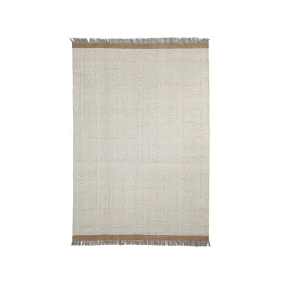 KAVE HOME Brina matta, med fiskbensmönster, rektangulär - beige jacquardull (230x160)