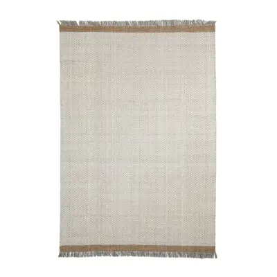 KAVE HOME Brina matta, med fiskbensmönster, rektangulär - beige jacquardull (300x200)