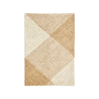 KAVE HOME Maelan rutig matta i jute och bomull 160 x 230 cm