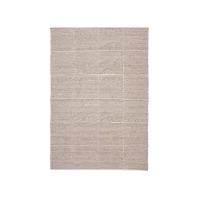 KAVE HOME Matta Nalian 100% PET med beige rutor 200 x 300 cm