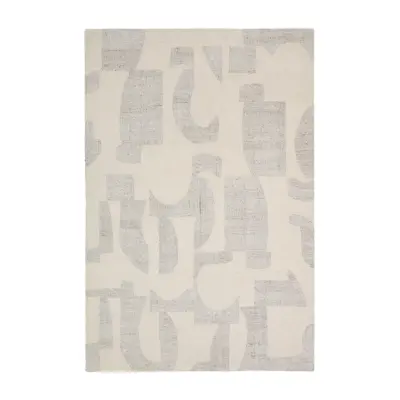 KAVE HOME Norela matta, rektangulär - grå jacquardullblandning (300x200)