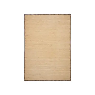 KAVE HOME Sorina naturfärgad jutematta med brun kant 160 x 230 cm