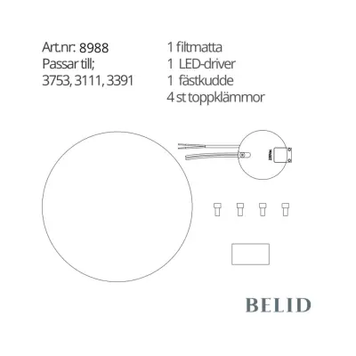 Kit 3753 Cato.(Driver,klämmor,matta,fästkudde)