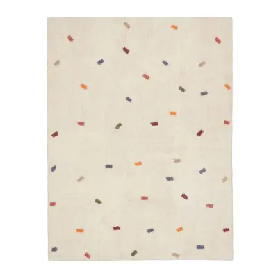 LAFORMA Epifania matta för barn, rektangulär - vit bomull med flerfärgat mönster