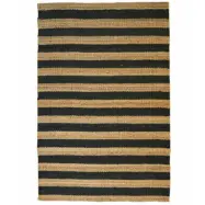 TEPPI 00021A matta med ränder, rektangulär - beige och svart jute (200x290)