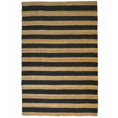 TEPPI 00021A matta med ränder, rektangulär - beige och svart jute (200x290)