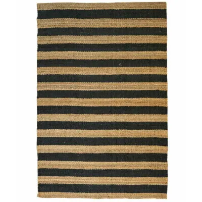 TEPPI 00021A matta med ränder, rektangulär - beige och svart jute (200x290)