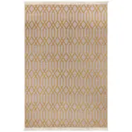 TEPPI 23037A matta med mönster, rektangulär - gul jute och chenille (160x230)