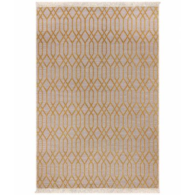 TEPPI 23037A matta med mönster, rektangulär - gul jute och chenille (160x230)