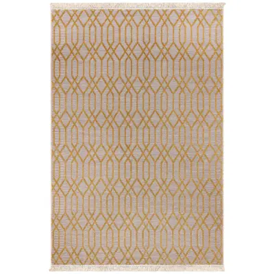 TEPPI 23037A matta med mönster, rektangulär - gul jute och chenille (160x230)