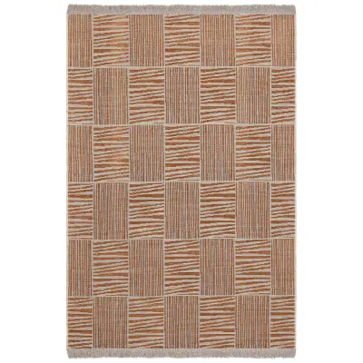 TEPPI 23043A matta med mönster, rektangulär - orange jute och chenille (160x230)