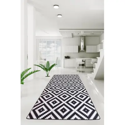 TEPPI Black Hall matta, m mönster, rektangulär - flerfärgad polyester (80x200)