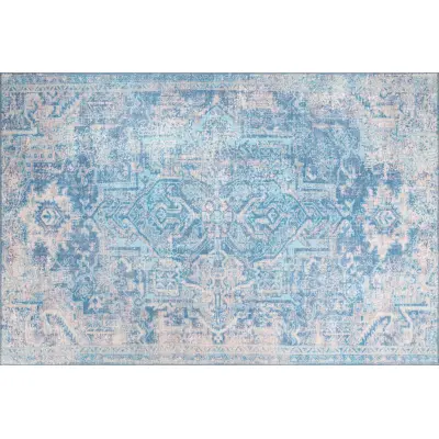 TEPPI Blues matta, m mönster, rektangulär - flerfärgad polyester (230x330)